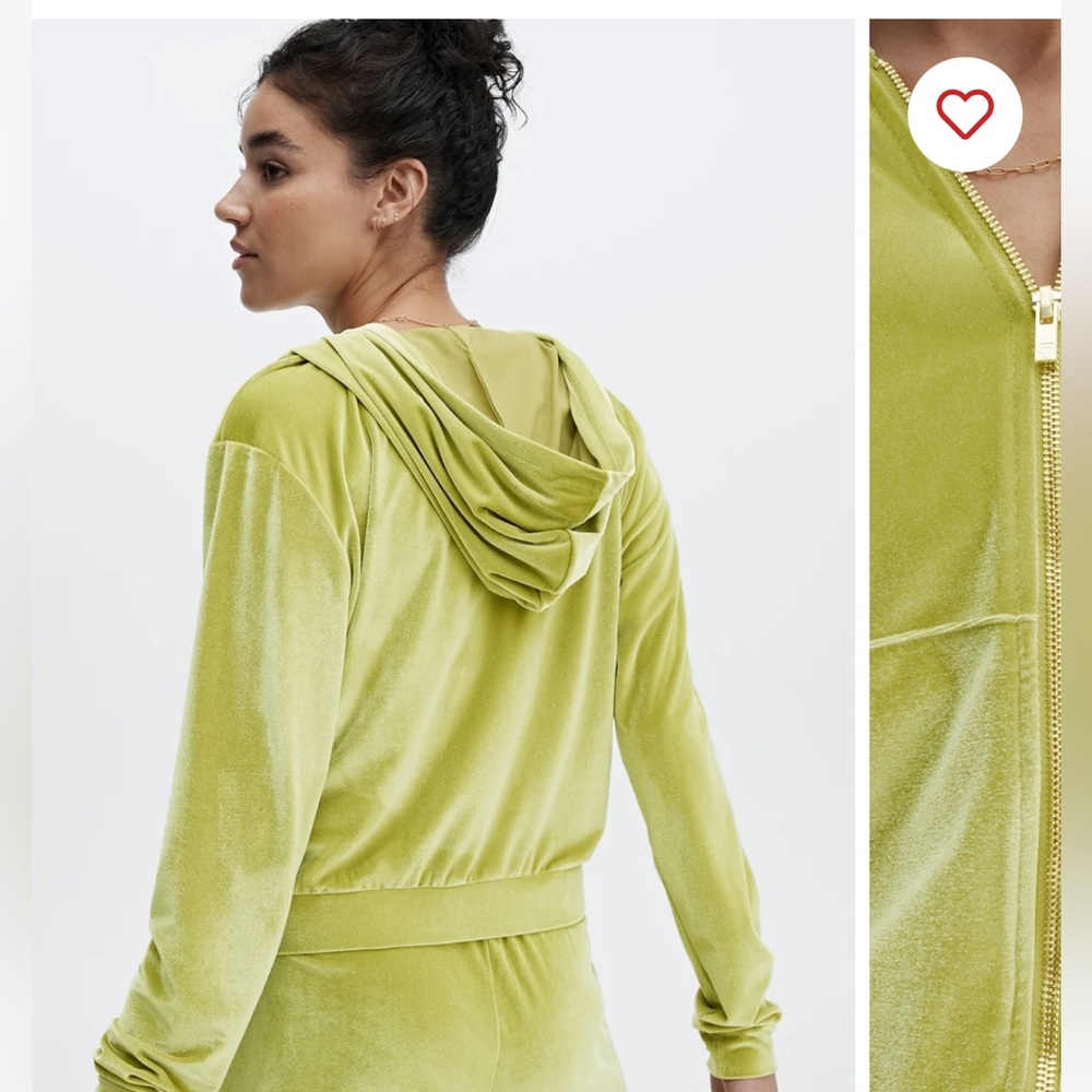 Fabletics Velour Track Suit in Golden Leaf Medium, Donna Velour Hoodie, Emma Leg